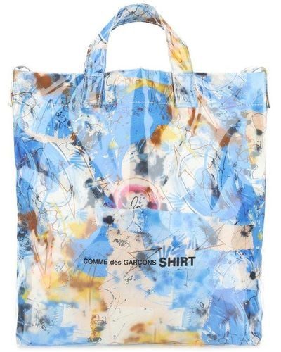 Comme des Garçons Multicolour Cotton And Pvc Shopping Bag - Blue