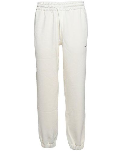 MSGM Logo Embroidered Drawstring Tapered-leg Track Trousers - White