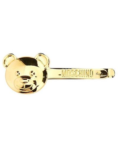 Moschino Teddy Bear Logo Engraved Tie Clip - Metallic