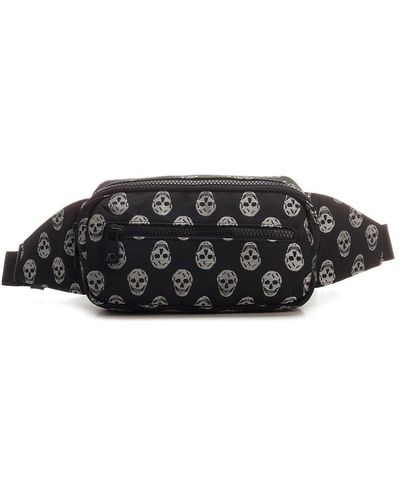 Alexander McQueen Skull-embroidered Zipped Belt Bag - Black
