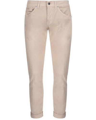 Dondup Button Detailed Straight Leg Jeans - Natural