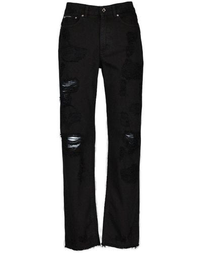 Dolce & Gabbana Ripped Boyfriend Jeans - Black