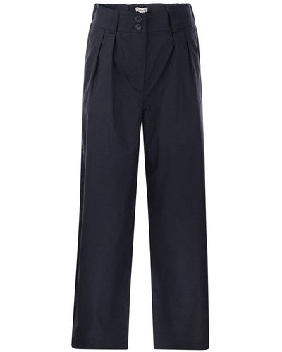 Woolrich Cotton Pleated Trousers - Blue