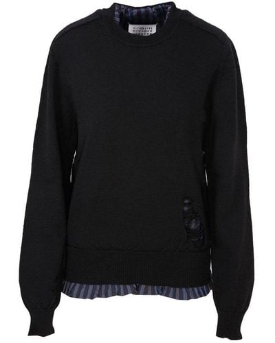 Maison Margiela Ripped Crewneck Sweater - Black