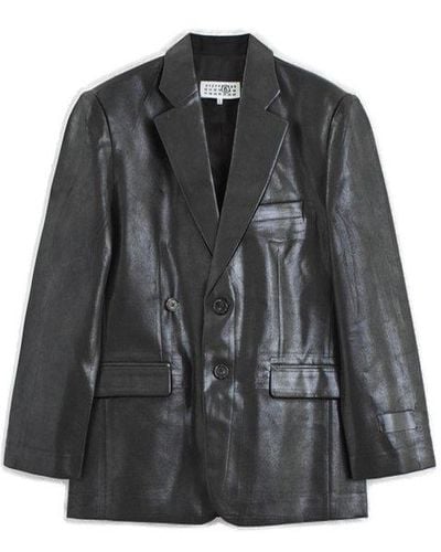 MM6 by Maison Martin Margiela Coated Suit Jacket - Black