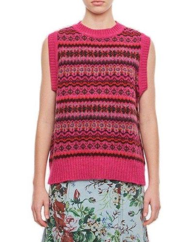 Molly Goddard Striped Knitted Vest - Red