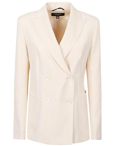 Weekend by Maxmara Double-breasted Tailored Blazer - Natural