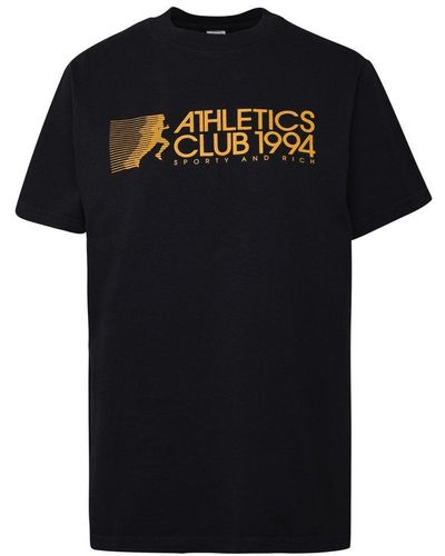 Sporty & Rich Logo Printed Crewneck T-shirt - Black