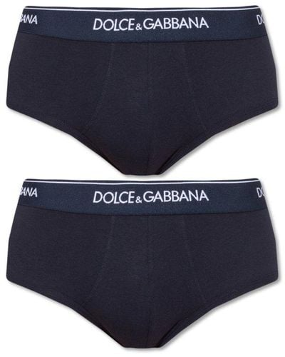 Dolce & Gabbana Stretch Cotton Brando Briefs Two-Pack - Blue