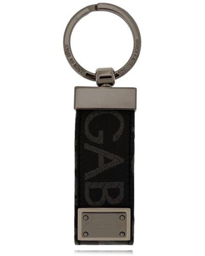 Dolce & Gabbana Logo Plaque Keychain - Black