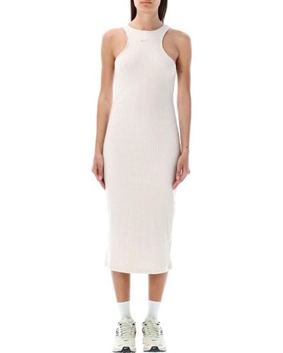 Nike Slim Sleeveless Ribbed Midi Dress - White