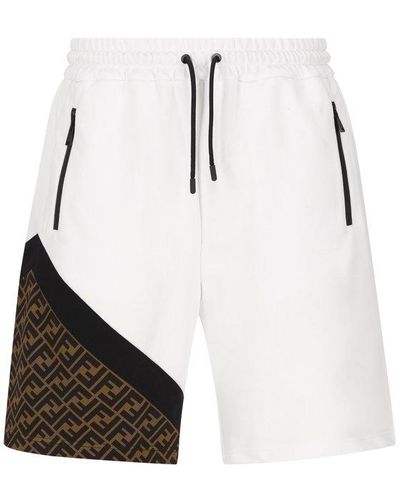 Fendi Elastic Drawstring Waist Bermuda Shorts - White
