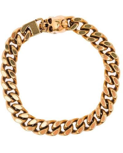 Alexander McQueen Gold-colored Chain-link Bracelet With Skull Detail In Brass - Metallic