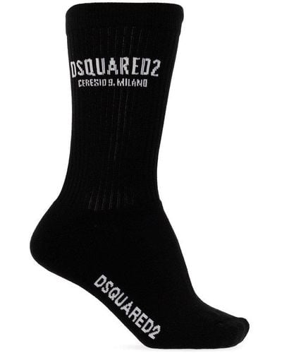 DSquared² Cotton Socks With Logo, - Black