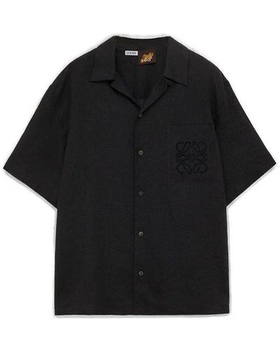 Loewe Collared Short-sleeved Shirt - Black