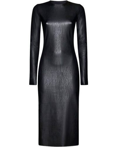 MM6 by Maison Martin Margiela Faux Leather Midi Dress - Black