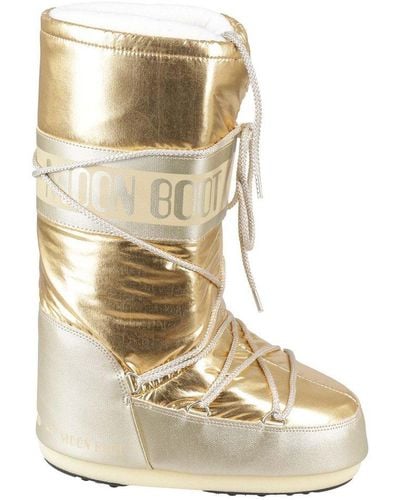 Moon Boot Metallic Effect Lace-up Boots - Natural