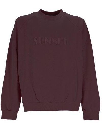 Sunnei Logo Embroidered Long-sleeved Sweatshirt - Purple