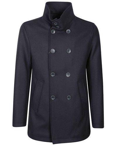 Herno Double-breasted Long-sleeved Coat - Blue