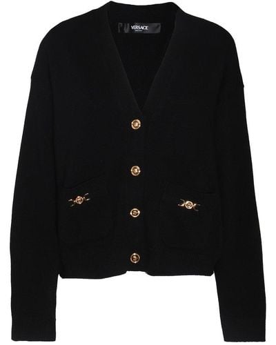 Versace Button-up V-neck Cardigan - Black