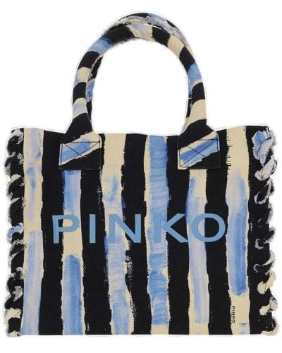 Pinko Tote Bag With Embroidered Logo - Blue