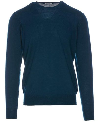 Paolo Pecora Long Sleeved Crewneck Sweater - Blue