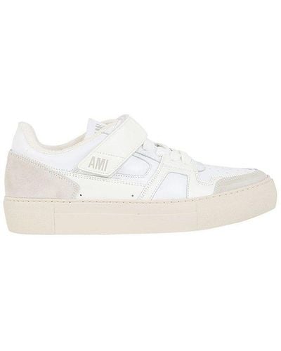 Ami Paris De Coeur Paneled Sneakers - White