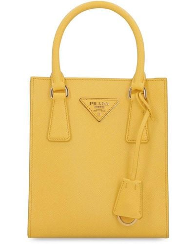 Prada Triangle-logo Top Handle Tote Bag - Yellow