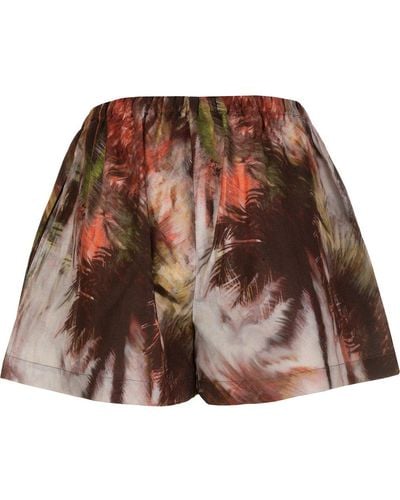 Alanui Tropical Printed Flared Shorts - Brown