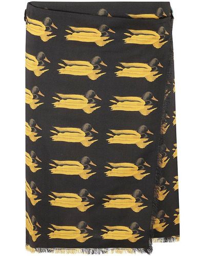 Burberry Animal-printed Frayed-edge Mini Skirt - Black