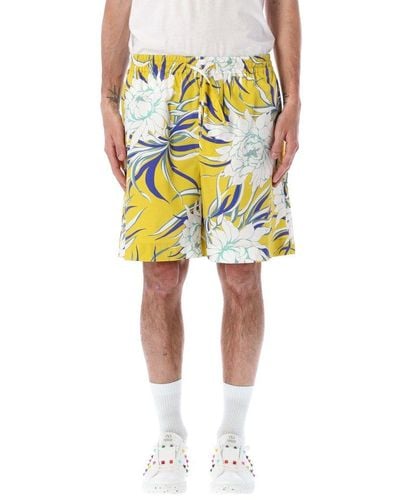 Valentino Peonies Print Bermuda Shorts - Yellow
