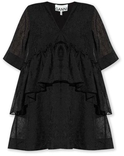 Ganni Ruffled Dress - Black