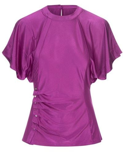 Rabanne Top With Draping And Buttons - Purple