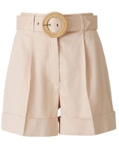 Zimmermann Pleated Detail Belted Shorts - Natural