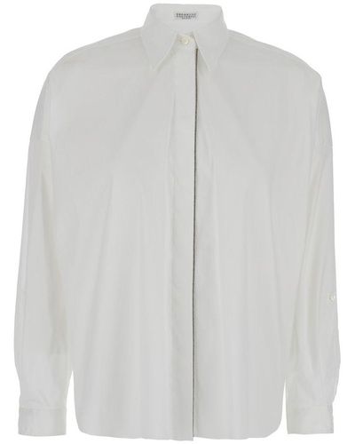 Brunello Cucinelli Buttoned Sleeved Shirt - White