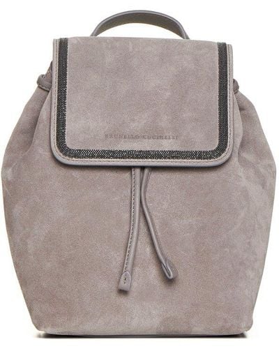 Brunello Cucinelli Drawstring Backpack - Gray