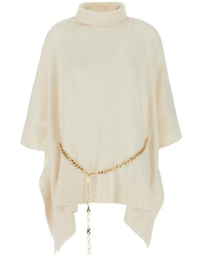 Michael Kors Michael Turtleneck Chained Poncho - White