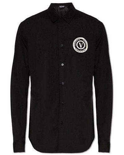 Versace Shirt With Logo, - Black