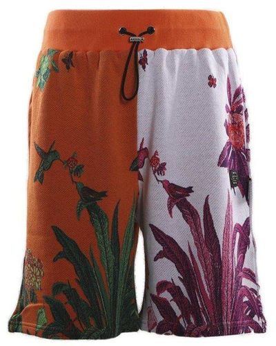 Philipp Plein Floral Print Drawstring Shorts - Multicolour