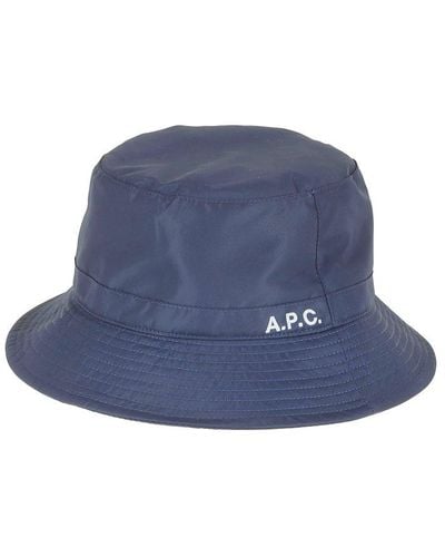 A.P.C. Logo Print Wide Brim Hat - Blue