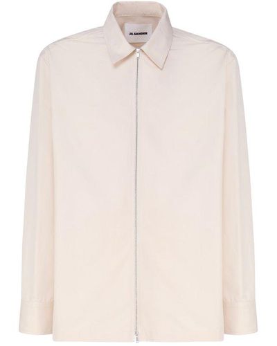 Jil Sander Long-sleeved Zipped Shirt - White