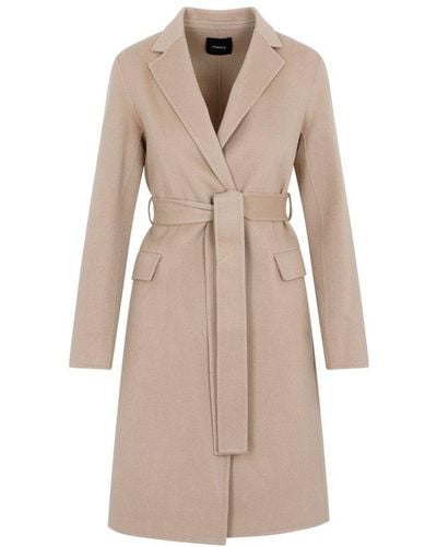 Theory Wrap Coat In Double-face Wool-cashmere - Natural