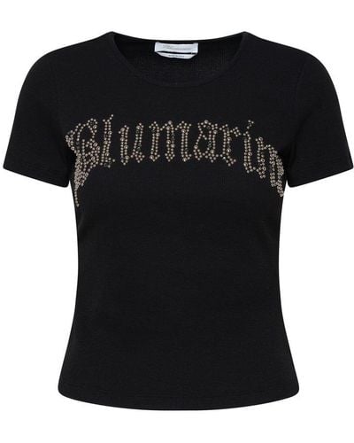 Blumarine Logo Embellished Crewneck T-shirt - Black