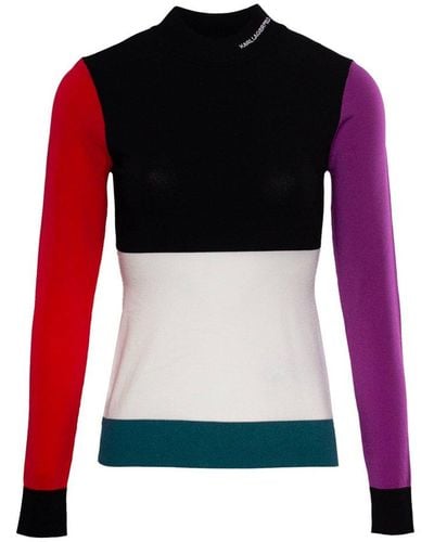 Karl Lagerfeld Mock-neck Knitted Sweater - Red