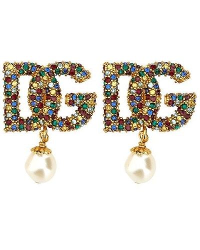 Dolce & Gabbana Logo Earrings - White