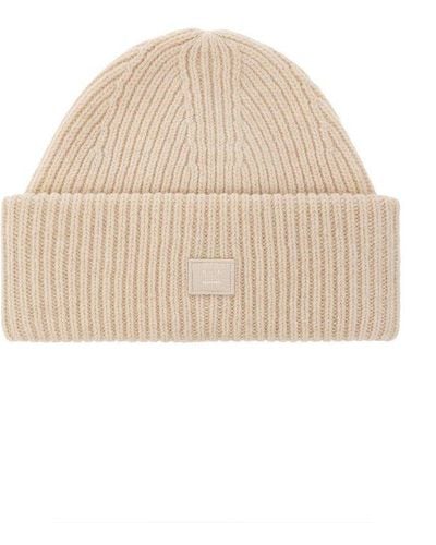 Acne Studios Beanie With Logo - Natural