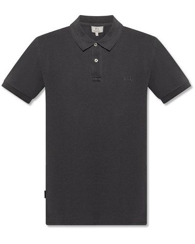 Woolrich Logo Embroidered Short-sleeved Polo Shirt - Black