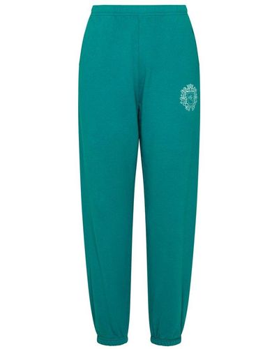 Sporty & Rich Logo Printed Tapered Leg Trousers - Green
