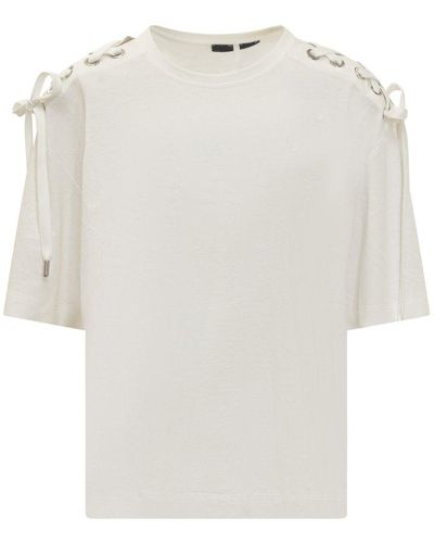 Pinko Crewneck Lace-up T-shirt - White