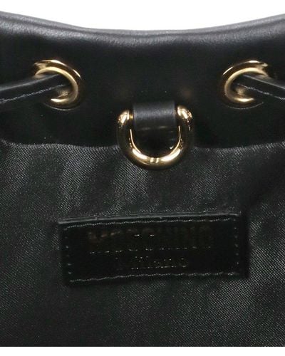 Moschino Logo Printed Bucket Shoulder Bag - Black